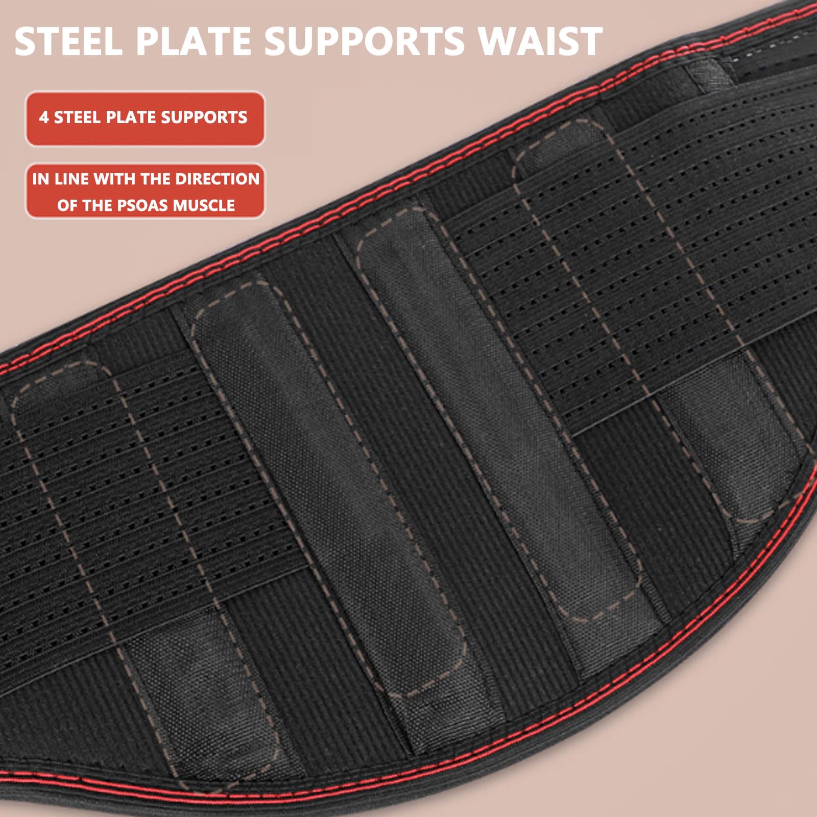 Faja Lumbar, Placa de Acero Sin Placa 4 Soportes Soporte Lumbar con XL(with Steel Plate,L)