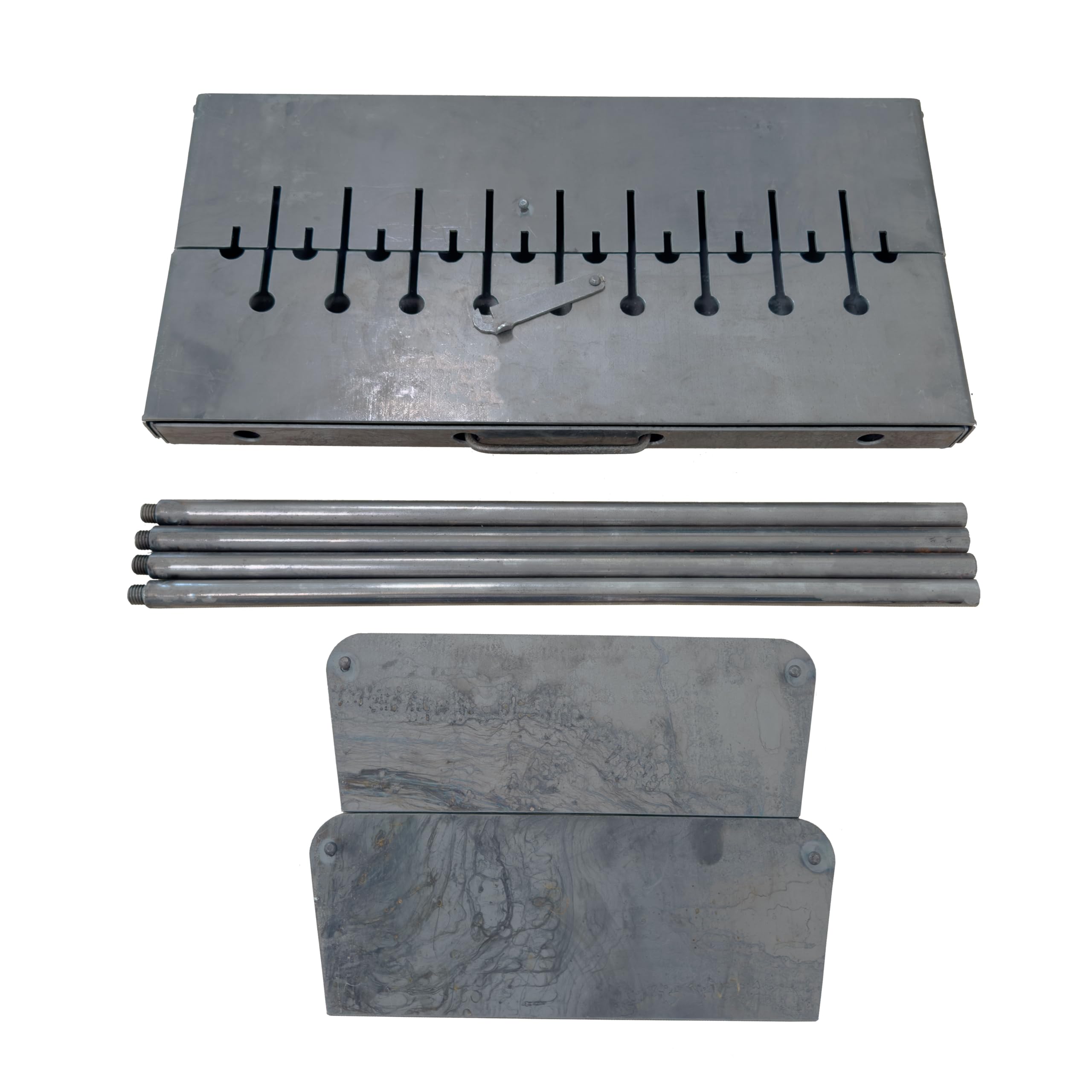 Mangal Grill Schaschlik Holzkohlegrill – Faltbarer BBQ Koffer-Grill aus 2 mm Stahl für 8 Spieße – Tragbarer Outdoor Kohlegrill für Camping, Garten, Picknick & Reisen