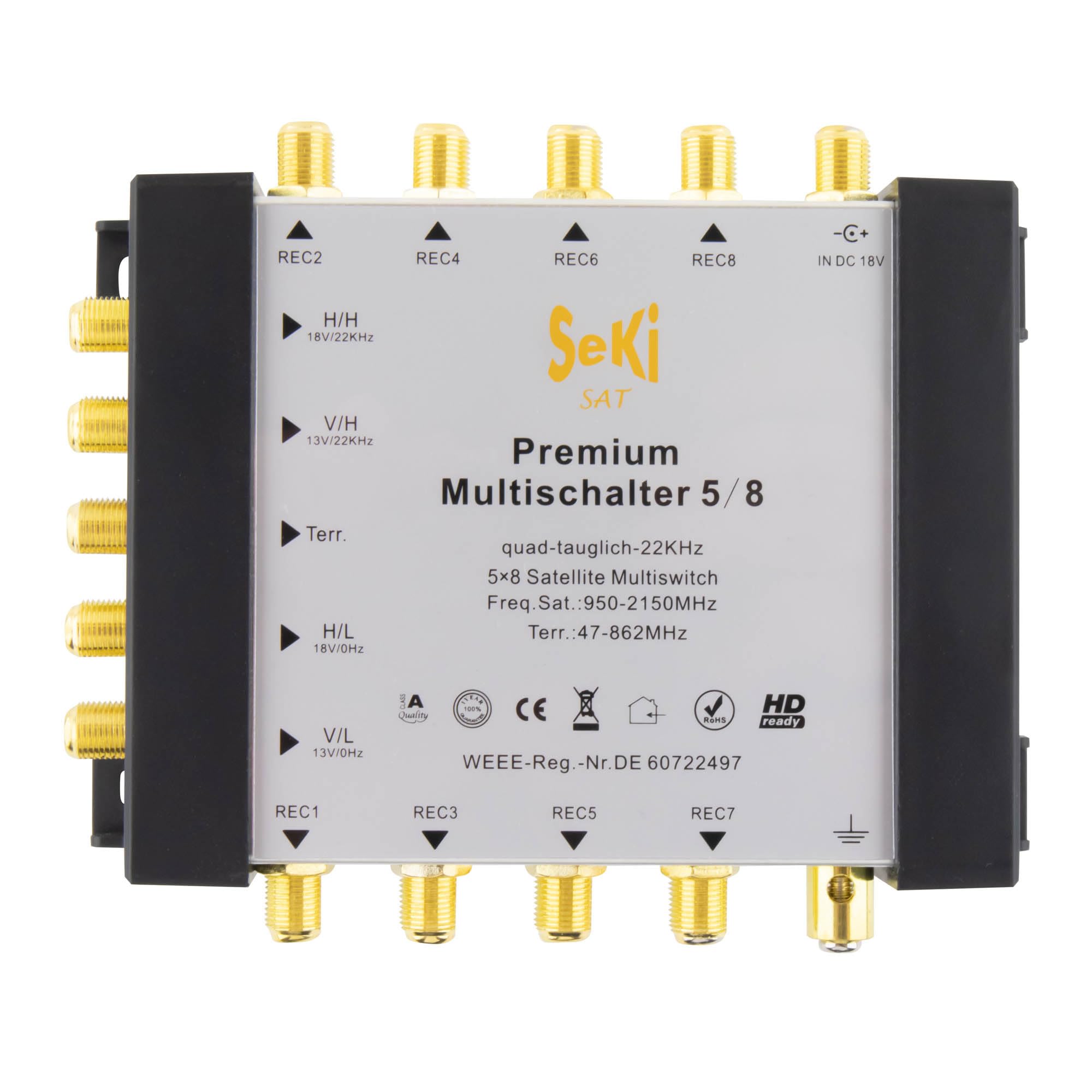 SeKi Multiconmutador 5/8 1 satélite 8 participantes Quad LNB Apto para HDTV FullHD 8K