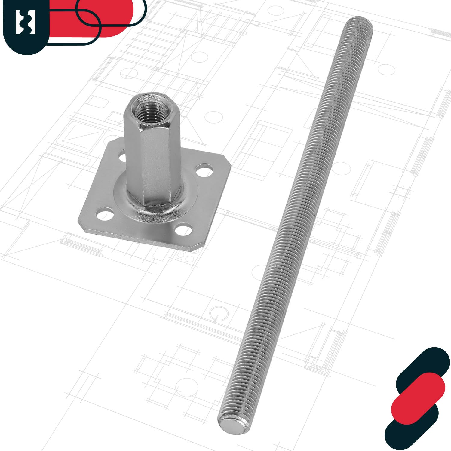 KOTARBAU® 4 soportes para postes, altura ajustable, 80 x 330 mm, acero galvanizado, anclaje para suelo, soporte para postes, base estable, pie de apoyo estable, anclaje vertical de acero ajustable
