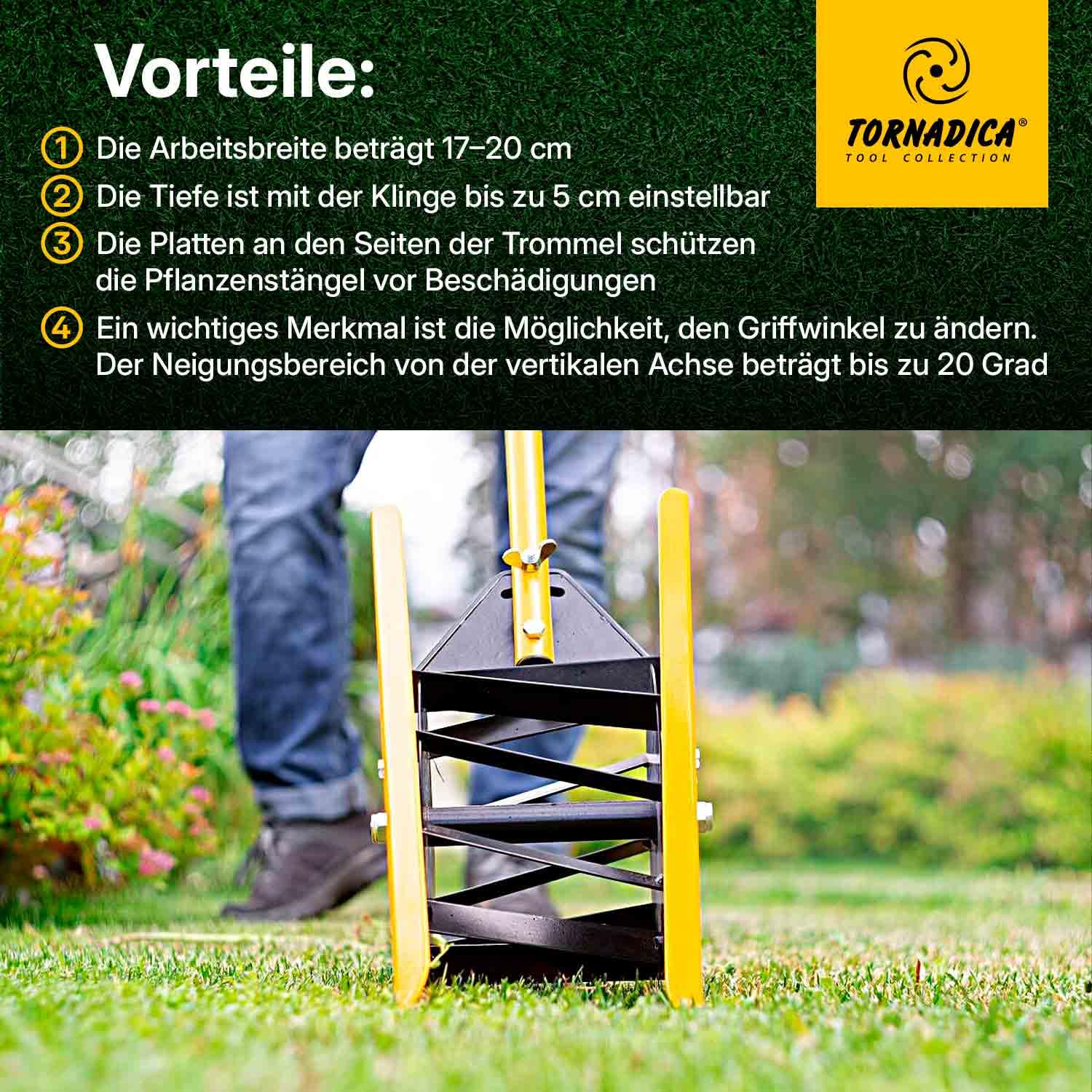 TORNADICA Mini Bodenfräse Kultivator Handkultivator Wurzelentferner Unkrautkralle Vertikutierer Gartenwerkzeug für Garten und Gewächshaus