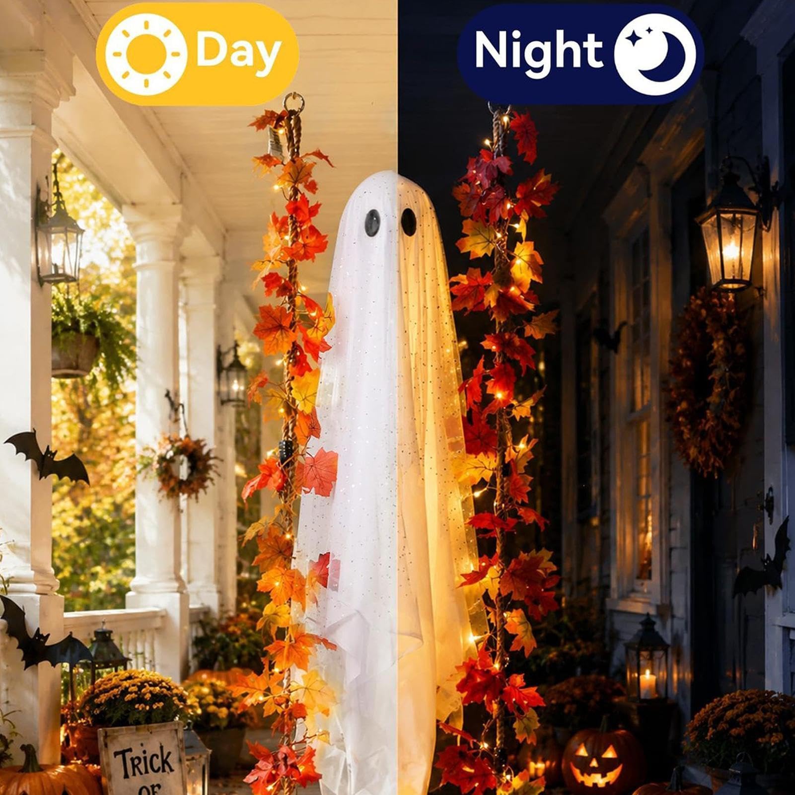 Generico Grande Fantasma da Appendere per Halloween con LED telecomandate
