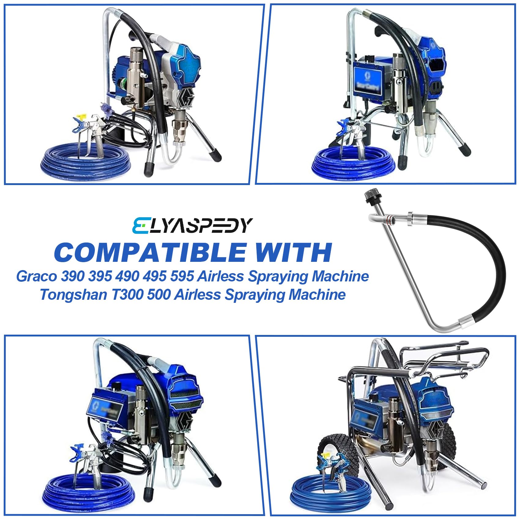 Manguera de succión de acero inoxidable, 1 filtro de acero inoxidable, compatible con Graco 390 395 490 495 595 Tongshan T300 500 máquina de pulverización sin aire/pintura de línea, accesorios de