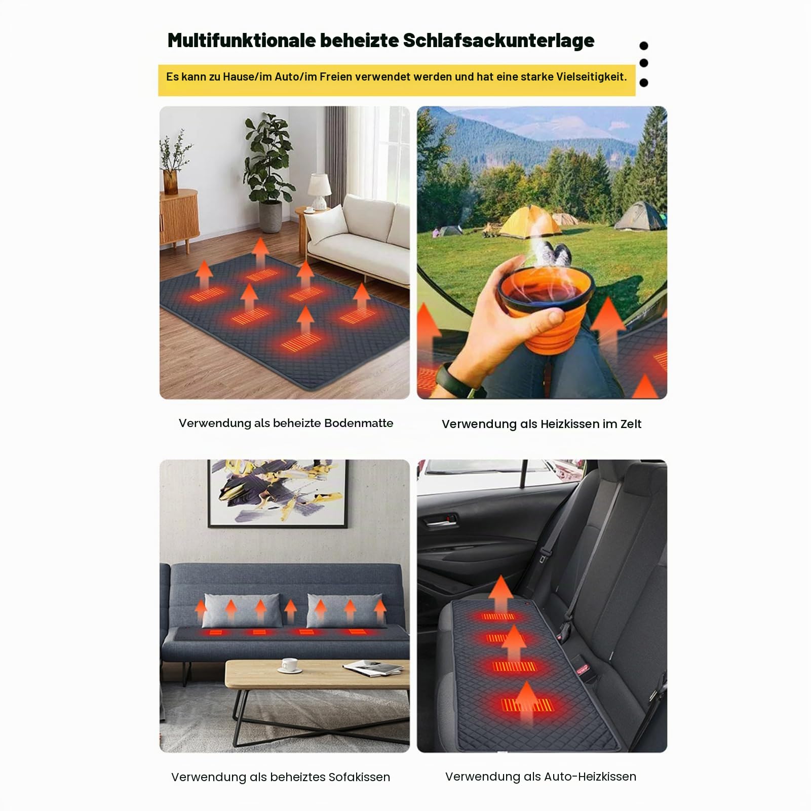 Winterbeheizte Schlafsackeinlage, Elektrisch Beheizte USB-Schlafsackunterlage, Camping-Heizung, Leichte, Isolierte 3-Jahreszeiten-Schlafsackunterlage Mit Kompressionssack Für Wandern, Züge