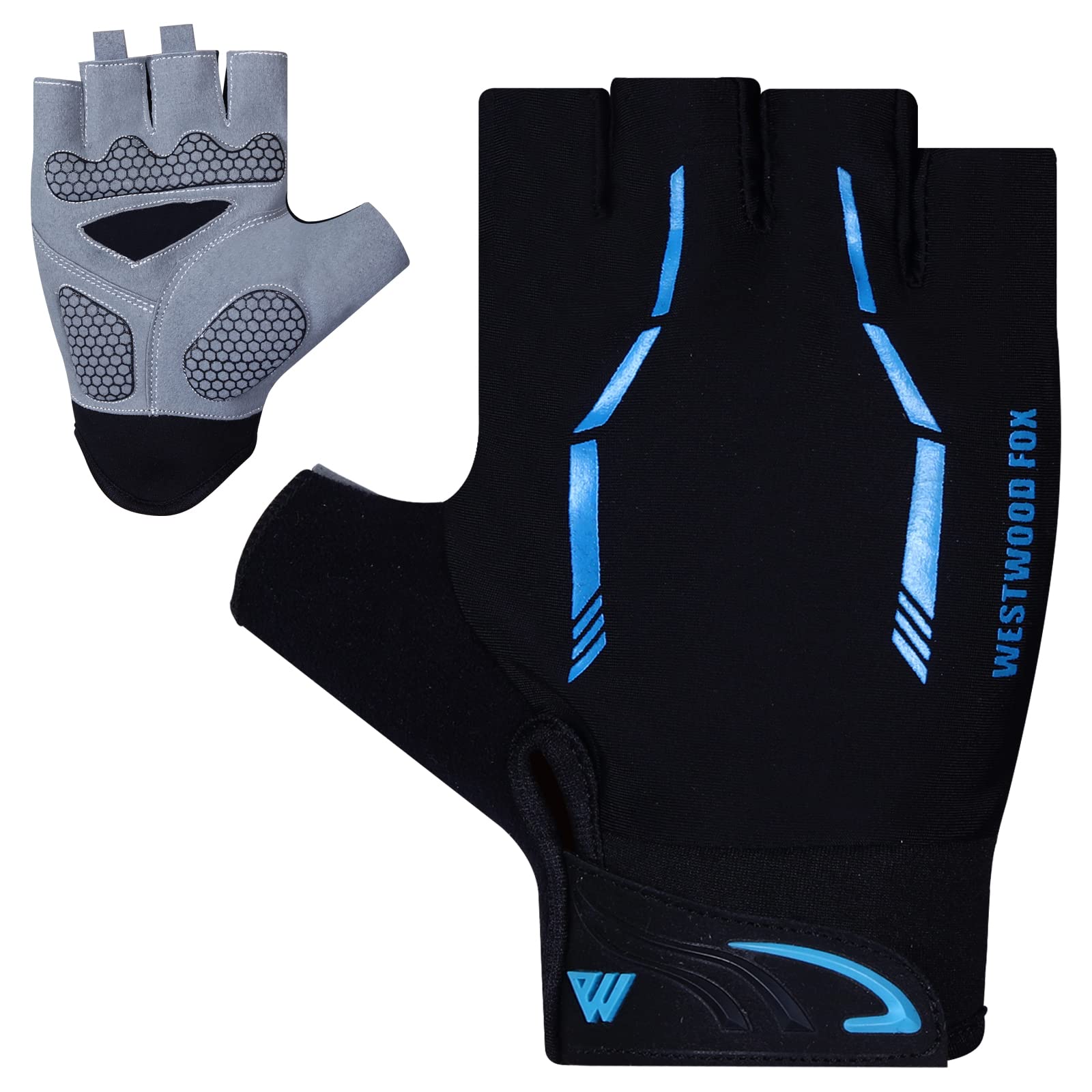 WESTWOOD FOX Guantes de Ciclismo de Medio Dedo, Unisex, Acolchados, Con Palma, Para Equitación, Montaña, Senderismo, Escalada, Camping, Gimnasio