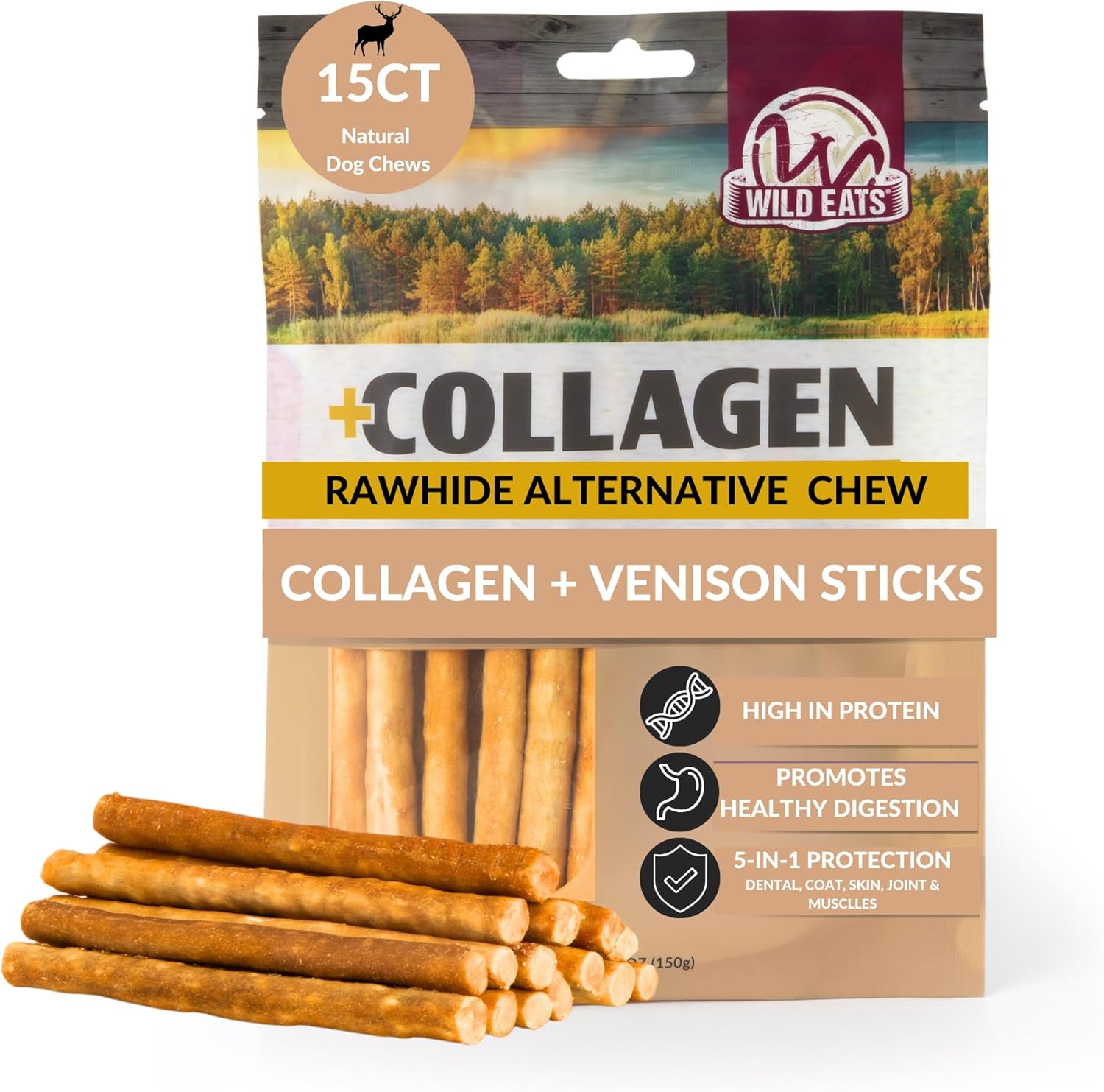 Wild Eats Turkey Flavor Collagen Retriever Style Cheek Rolls 10" Dog Chews-3 Pack (Long Lasting Dog Chews Treats & Bones for Medium Dogs) Substitute for Pig Ears for Dogs