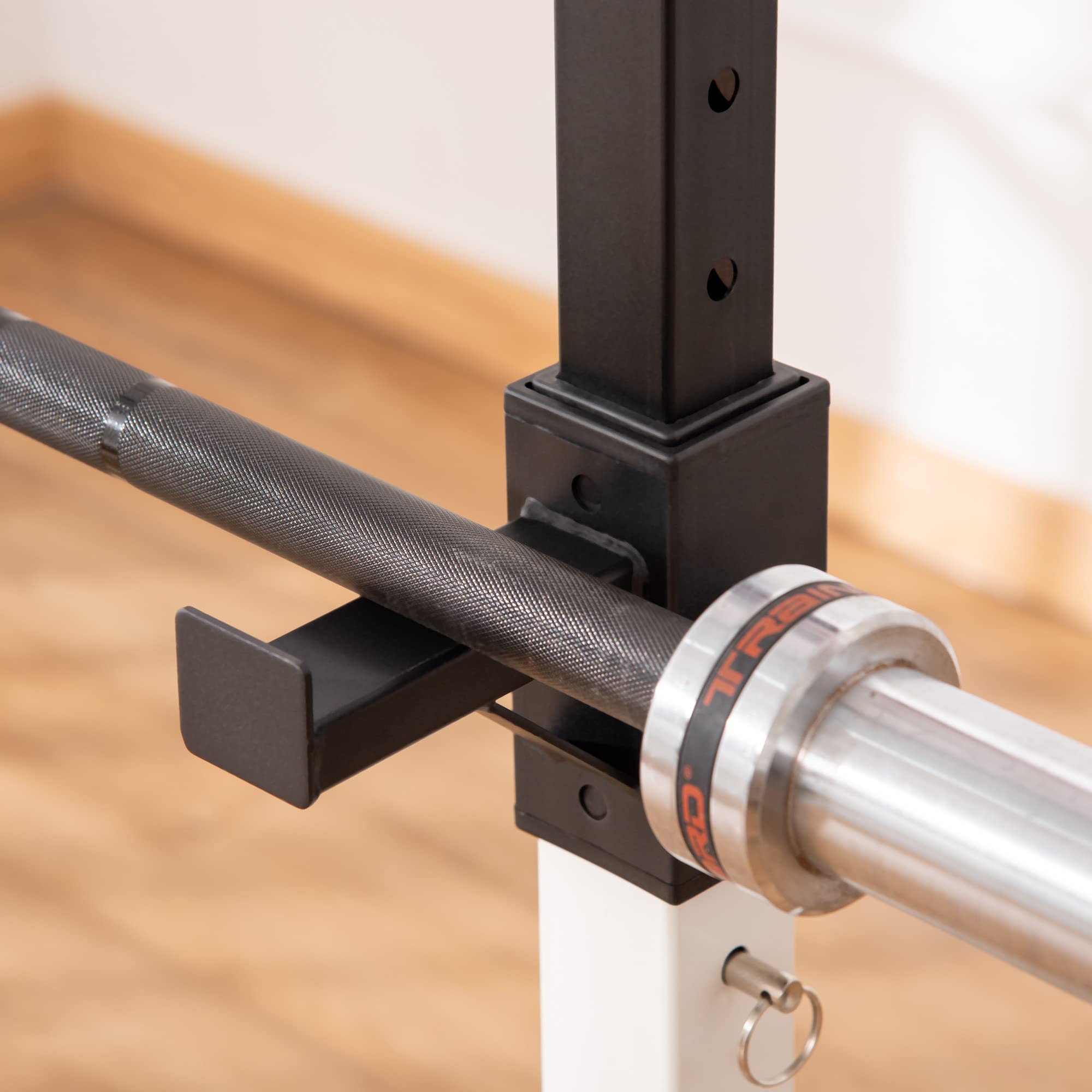 HOMCOM Supporto Porta Bilanciere Universale per Casa e Palestra, Squat Rack Altezza Regolabile in Acciaio Carico Massimo 150kg, Bianco e Nero