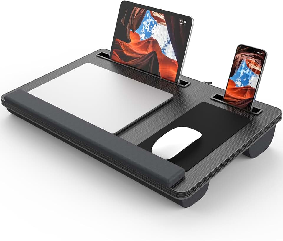 Lap Desk- Fits up to 17” Laptop Lap Desk with Wrist Pad, Laptop Lap Pad, Lap Desks for Adults Laptop Stand for Bed with Cushion an