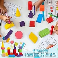 Vista 5 de Deekin 36 piezas de formas 3D grandes para enseñar manipulativos de matemáticas, bloques de sólidos geométricos, bloques de aprendizaje Montessori