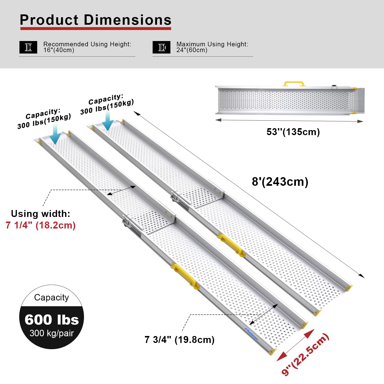 Snapklik.com : 8FT Adjustable Wheelchair Ramp, 9