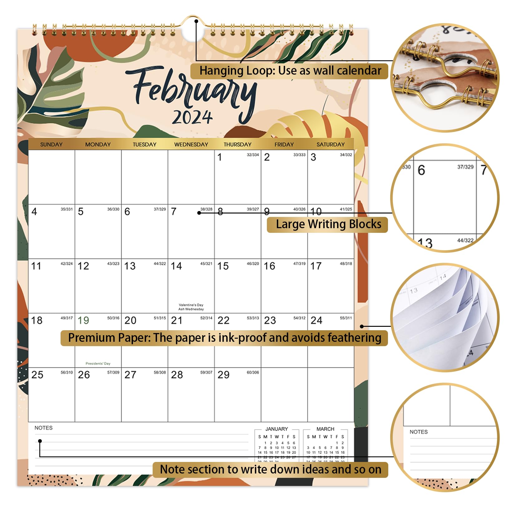 2024 Wall Calendar 12 Monthly Wall Calendar 2024, 8.5
