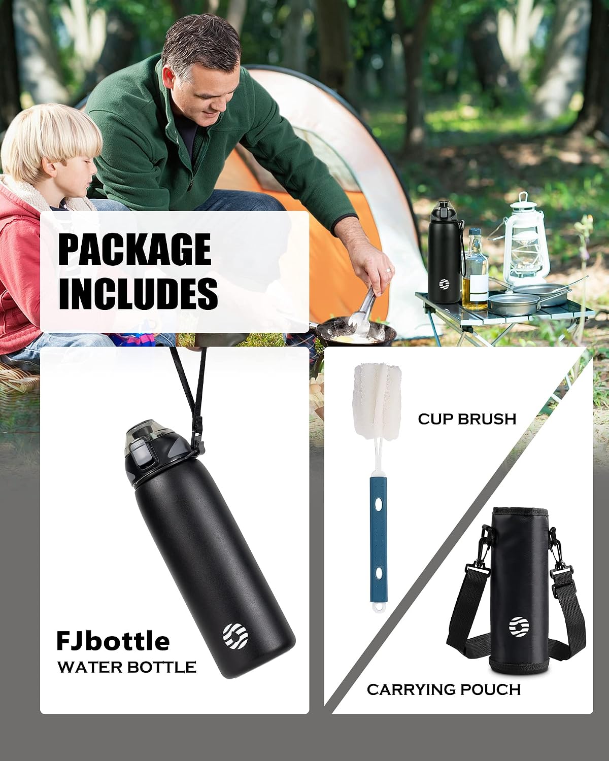 Fjbottle Water Bottle,34oz Stainless Steel Sports Insulated Water Bottle Double Wall Vacuum Leak Proof BPA Free Drinks Flask with Bottle Sleeve,Keep Hot or Cold Ice Drinks Bottle For Home,Outdoor,Gym image 5