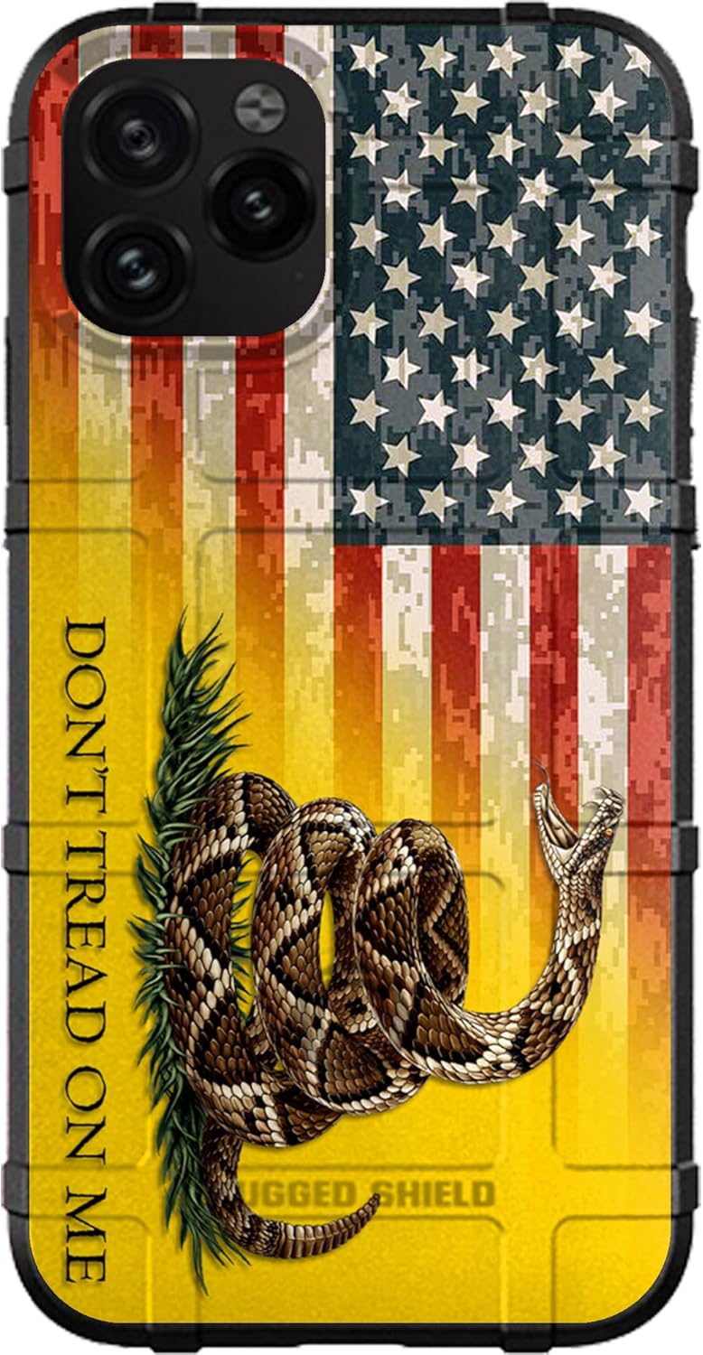 EGO TACTICAL Limited Edition Rugged Shield case Compatible with iPhone 11 Pro Max Don't Tread on Me Flag on US Camo Flag