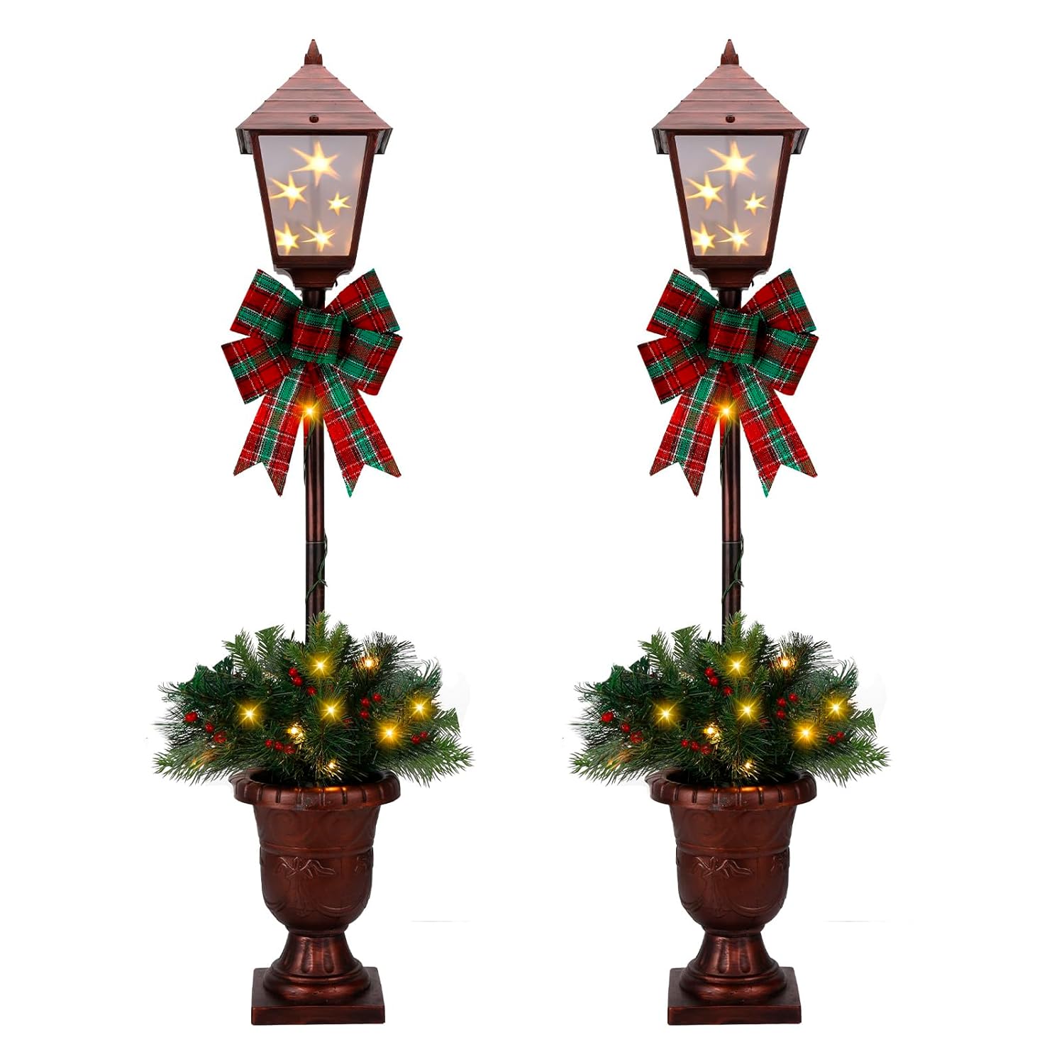 GREATDAY 2Pack Pre-Lit Christmas Lamp Posts