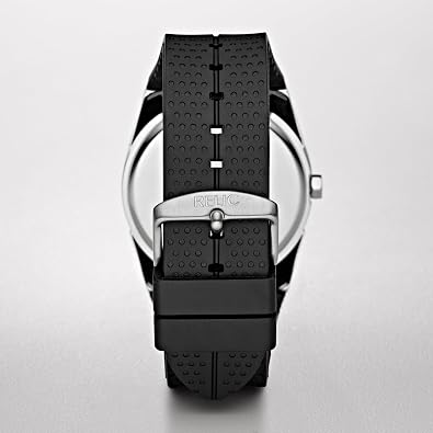 Relic by Fossil Men's Jake Three-Hand Day Date Watch, Silver Stainless Steel and Black Silicone Band Watch for Men