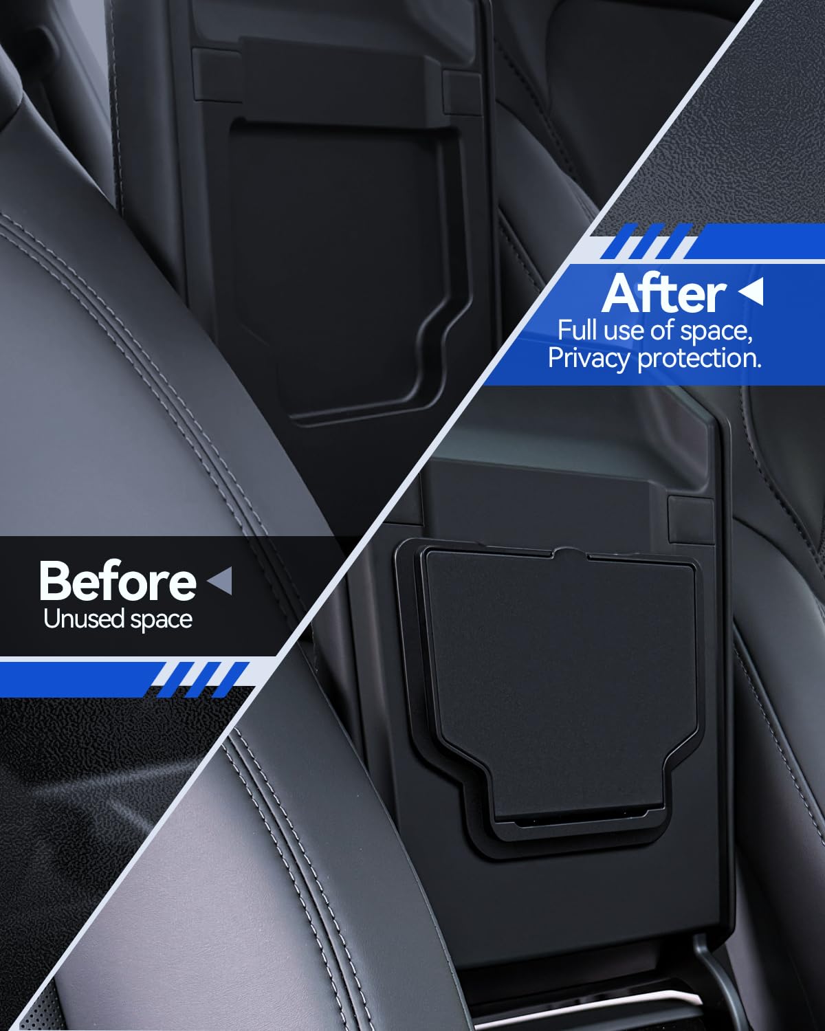 4 accesorios para Tesla Model Y 2025-2026 Juniper Organizador de consola central, caja de almacenamiento para reposabrazos, caja oculta y soporte para bebidas (flocado)