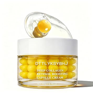 Deep Collagen Retinol Capsule Cream, 1.76 fl.oz - Golden Face & Neck Moisturizer with Hyaluronic Acid, Firming Hydrating Smoothing for All Skin Types