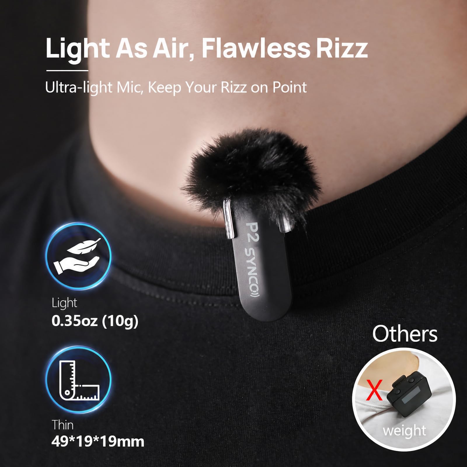 SYNCO Bezprzewodowy mikrofon krawatowy typu C, USB-C P2XT, profesjonalny mikrofon klapowy do Tiktok, YouTube, strumieniowania, nagrywania wideo vloga, bezprzewodowego mikrofonu do telefonu Andriod