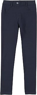 Izod Girls School Uniform Skinny Leg Jegging, Flat Front Style with Faux Button, Functional