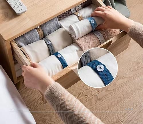 Miniatura 9 de Bandas organizadoras de sábanas, 20 unidades, banda elástica con ojales, elástica conectable, correa de almacenamiento de ropa ajustable enrollable