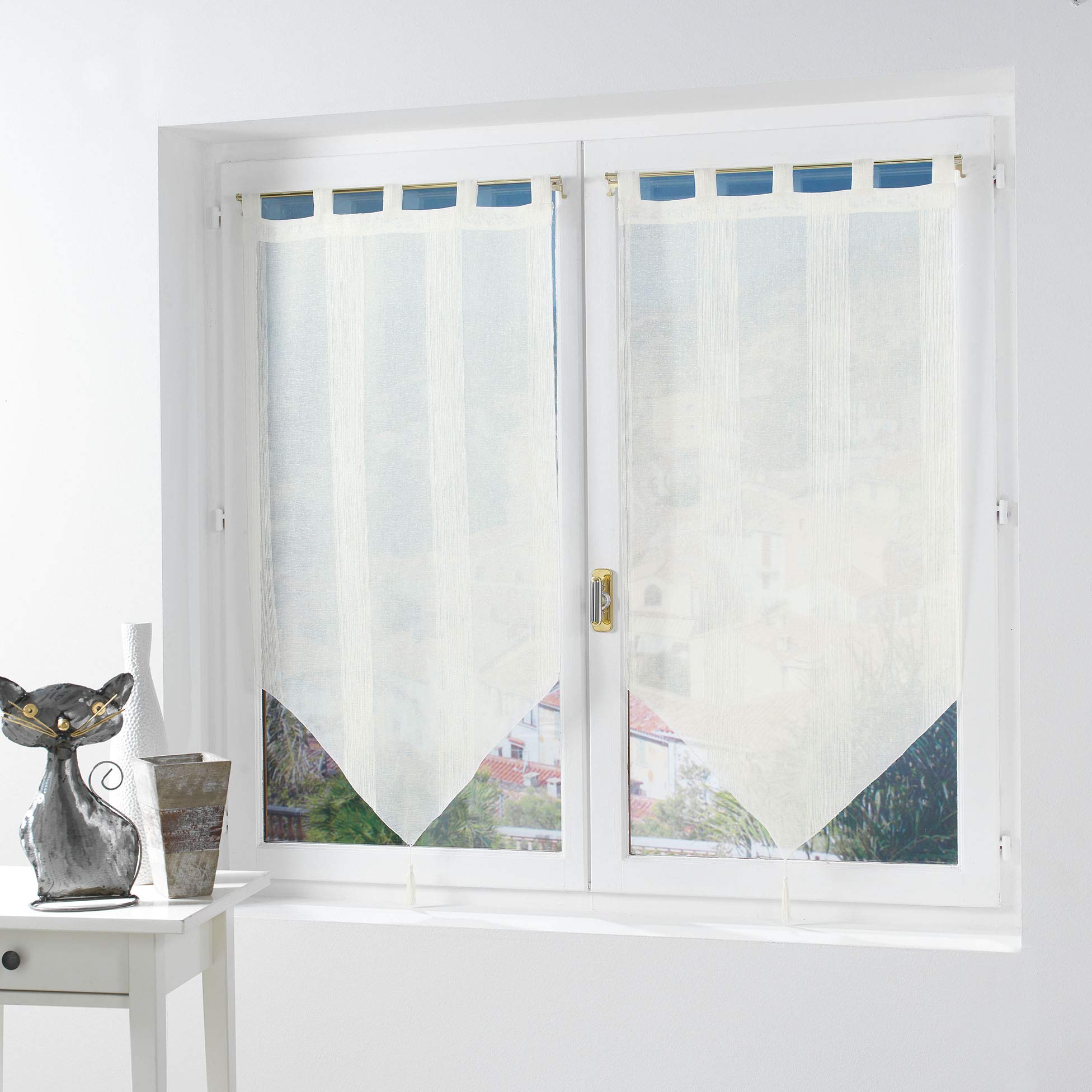 Douceur d'Intérieur, Paire de Voilages à Passants (2 x 60 x 160 cm) Salina Naturel, Voile Sablé