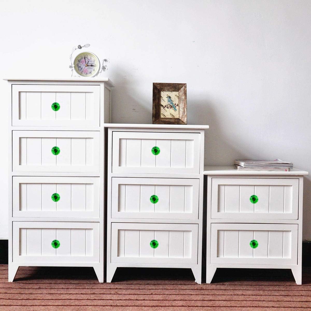 BNYZWOT Crystal Glass Cabinet Knobs 30mm Diamond Shape Drawer Kitchen Cabinets Dresser Cupboard Wardrobe Pulls Handles 10 Pcs