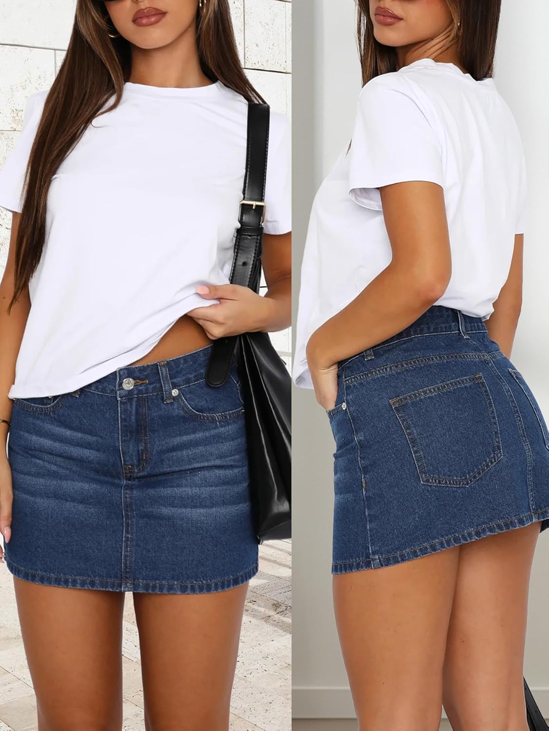 Womens Denim Skirt Casual Mini Jean Skirt Stretch Low Waist Jean Skirt for Women Zip Fly Denim Mini Skirts - Image 5