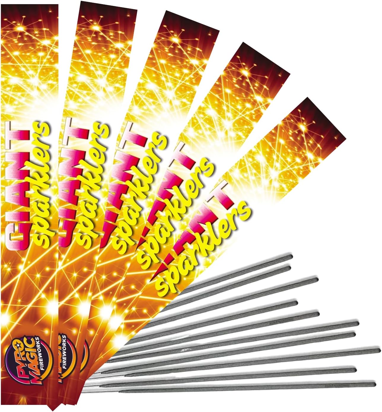 Pyro Magic Fireworks Giant Sparklers - 10 Inch Gold Sparkler for Diwali Celebrations Weddings, Birthdays, Bonfire Night, Parties - 20 x 5 Pack (100 Giant Sparklers) - Category F1