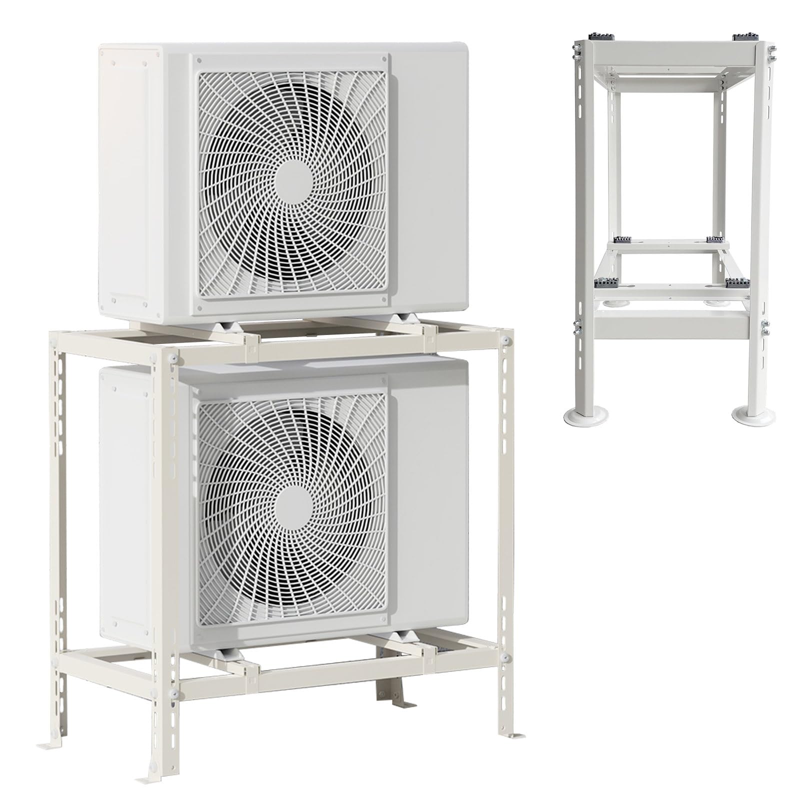 Soporte universal de aire acondicionado de acero galvanizado resistente con doble nivel, montaje en suelo para unidades mini divididas(90×90×45cm)