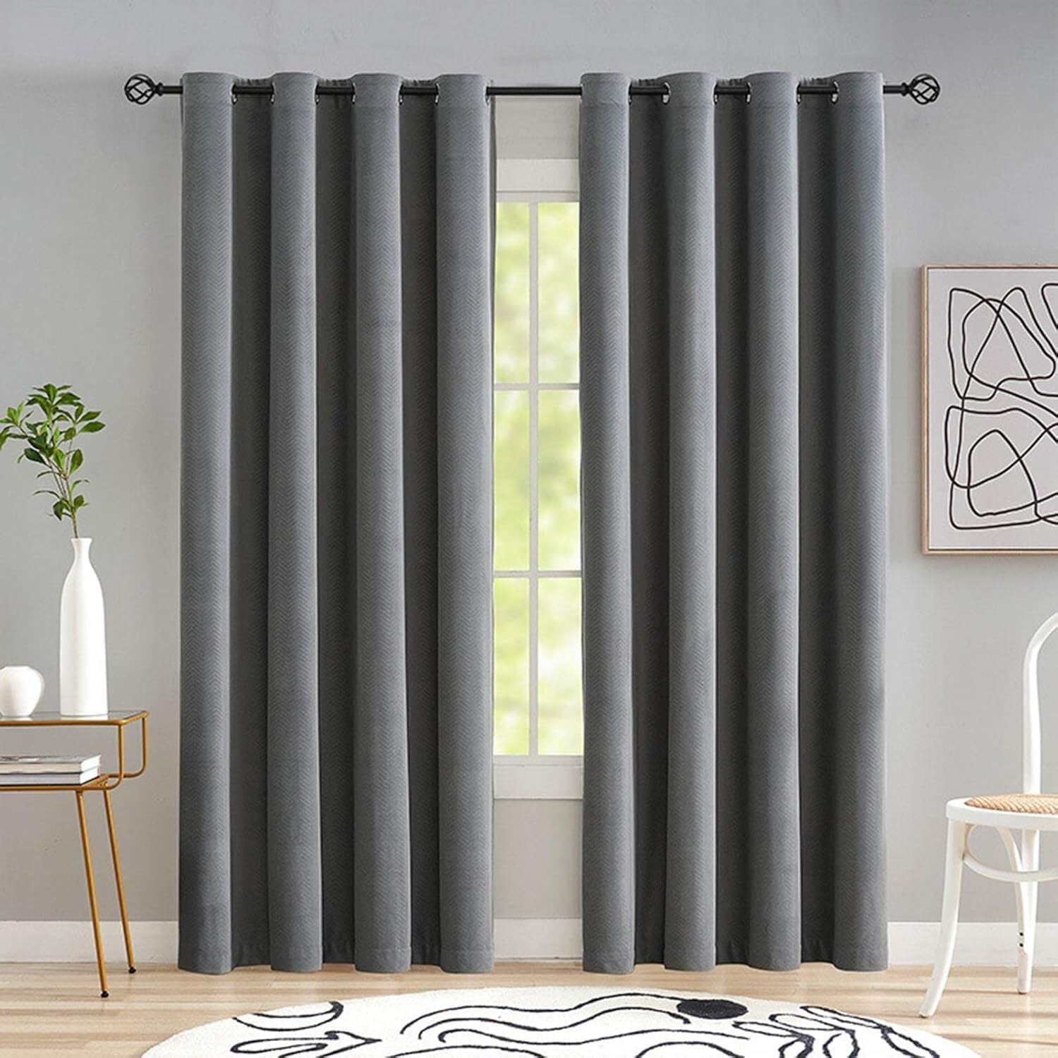 Rideaux occultants anti-lumière et thermique texture douce pour fenêtre salon