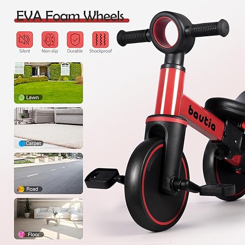 Miniatura 7 de Triciclo para niños pequeños de 1 a 3, bicicleta de equilibrio 4 en 1 para bebés de 1 a 2 años, regalo de bicicleta para niños con pedales extraíbles