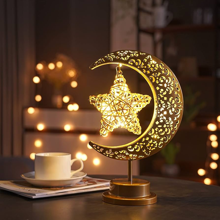 ヴィンテージ　サンタと月ライト　オーナメント　ランプ　ムーンライト Lifnatty Moon Lamp, Enchanted Lunar Lamp, Half Moon Lamp for