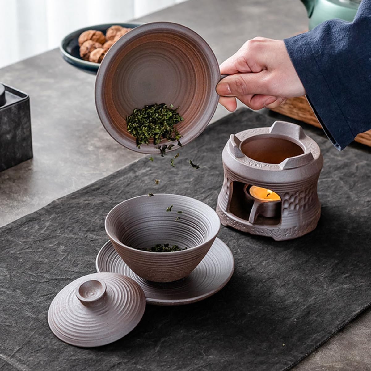 Zerodeko Ceramic Tea Warmer Candle Stand for Teapot Elegant and Practical Tea Stove Base for Home and Office Use
