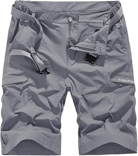 Pantalones cortos de senderismo para hombre, de secado rápido, estilo cargo, casual, para exteriores, elásticos en 4 direcciones, ligeros, de verano