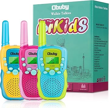 Obuby Toys for 3-12 Year Old Boys Walkie Talkies for Kids 22 Channels 2 Way Radio Gifts Toys with Backlit LCD Flashlight 3 KMs Range Gift Toys for Age 3 up Boy and Girls to Outside , Hiking, Camping