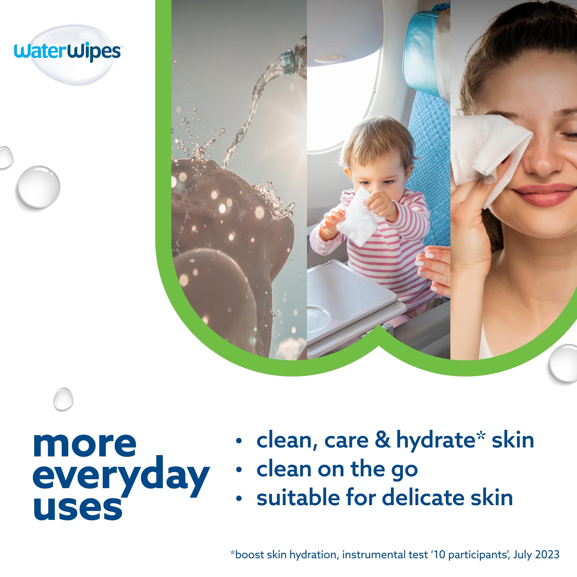 WaterWipes Sensitive+ Hydrating Boost Wipes, Feuchtigkeitsspendende Tücher, 720 Stück (12 Packungen), 3-in-1 reinigt, pflegt, spendet Feuchtigkeit, 99% Wasser mit Aloe Vera, unparfümierte Babytücher