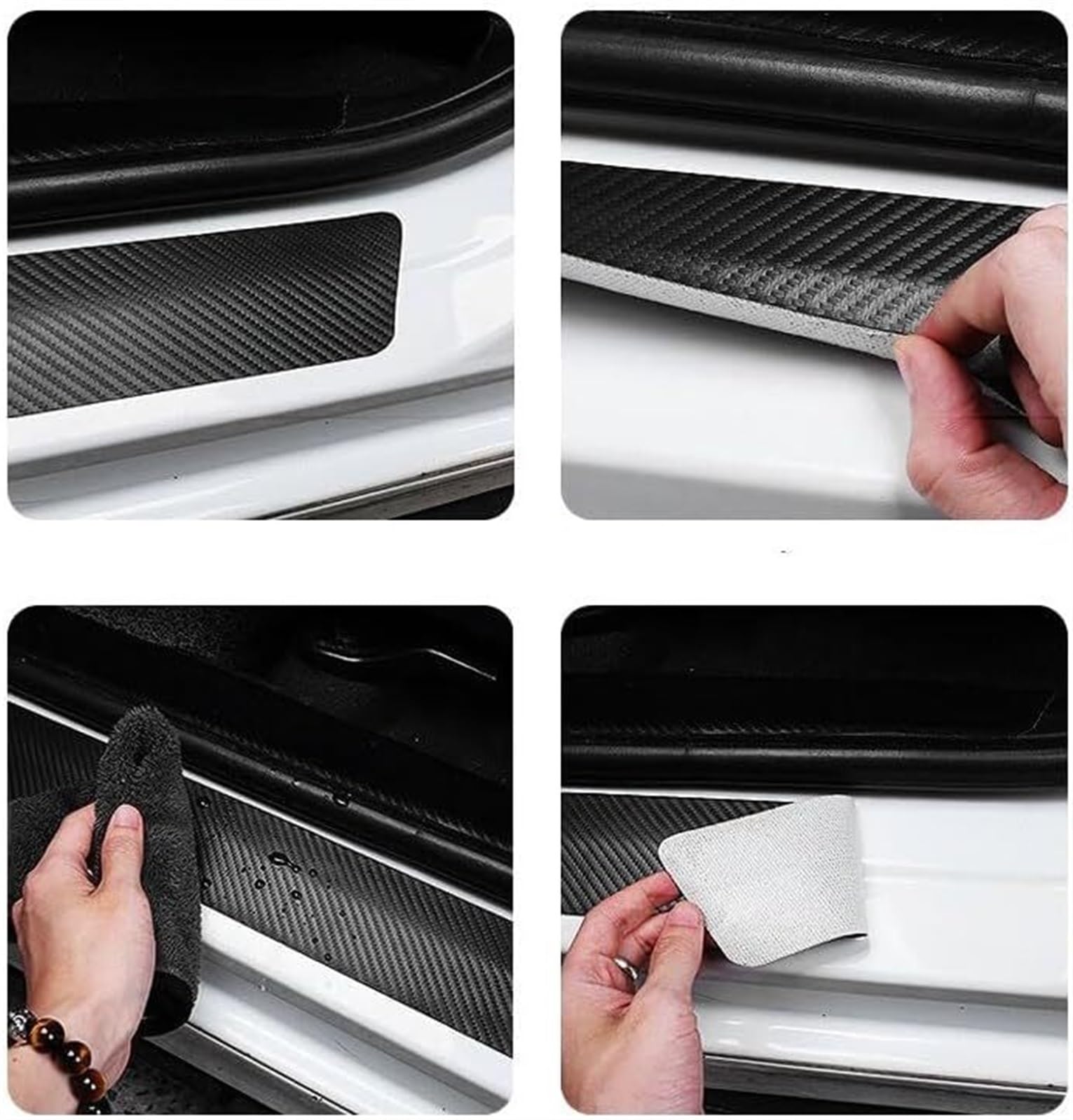Adhesivo protector trasero para coche Protector de umbral puerta maletero coche para Suzuki para SWIFT Tira fibra carbono parachoques trasero