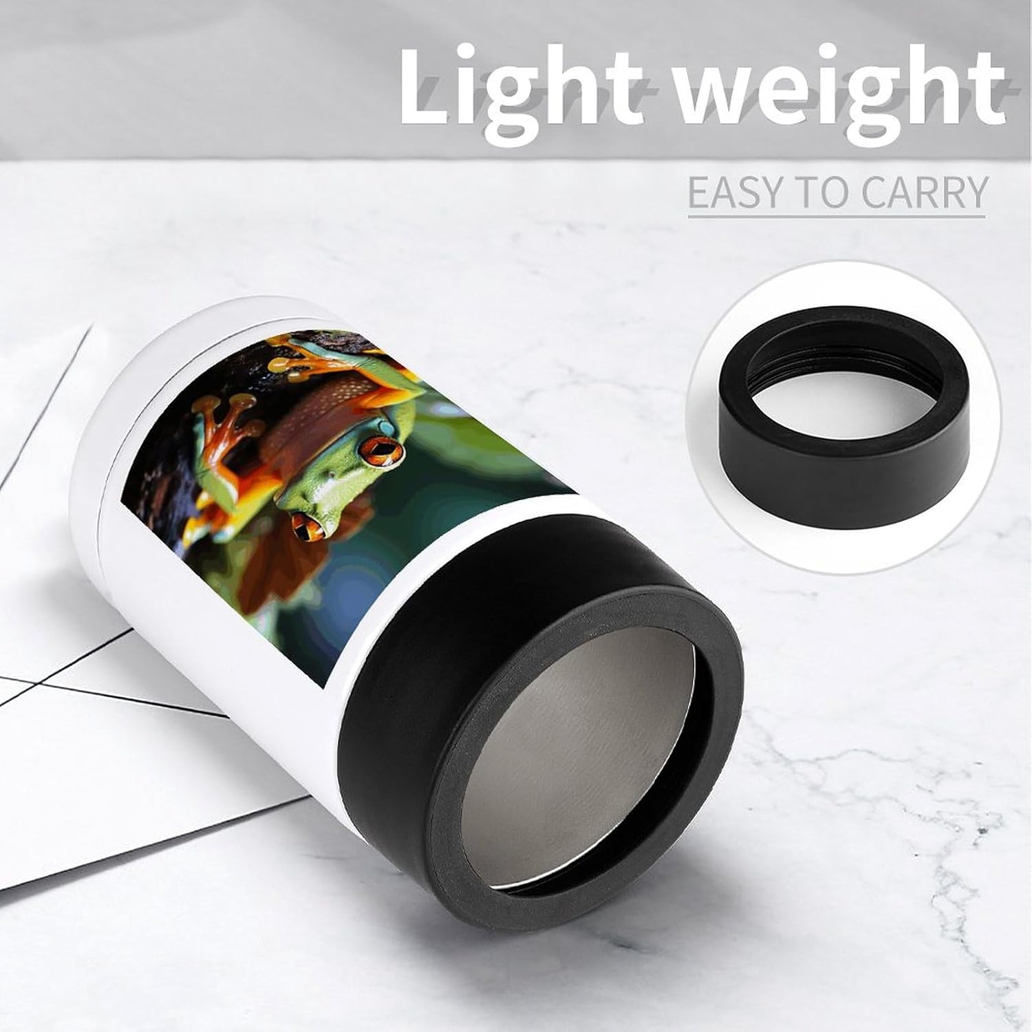 Stainless Steel Cooler, Lovely Tree Frogs Print Multipurpose Beverage Chiller with Silicone Sleeve for Home, Office, Camping, and Bar image 4
