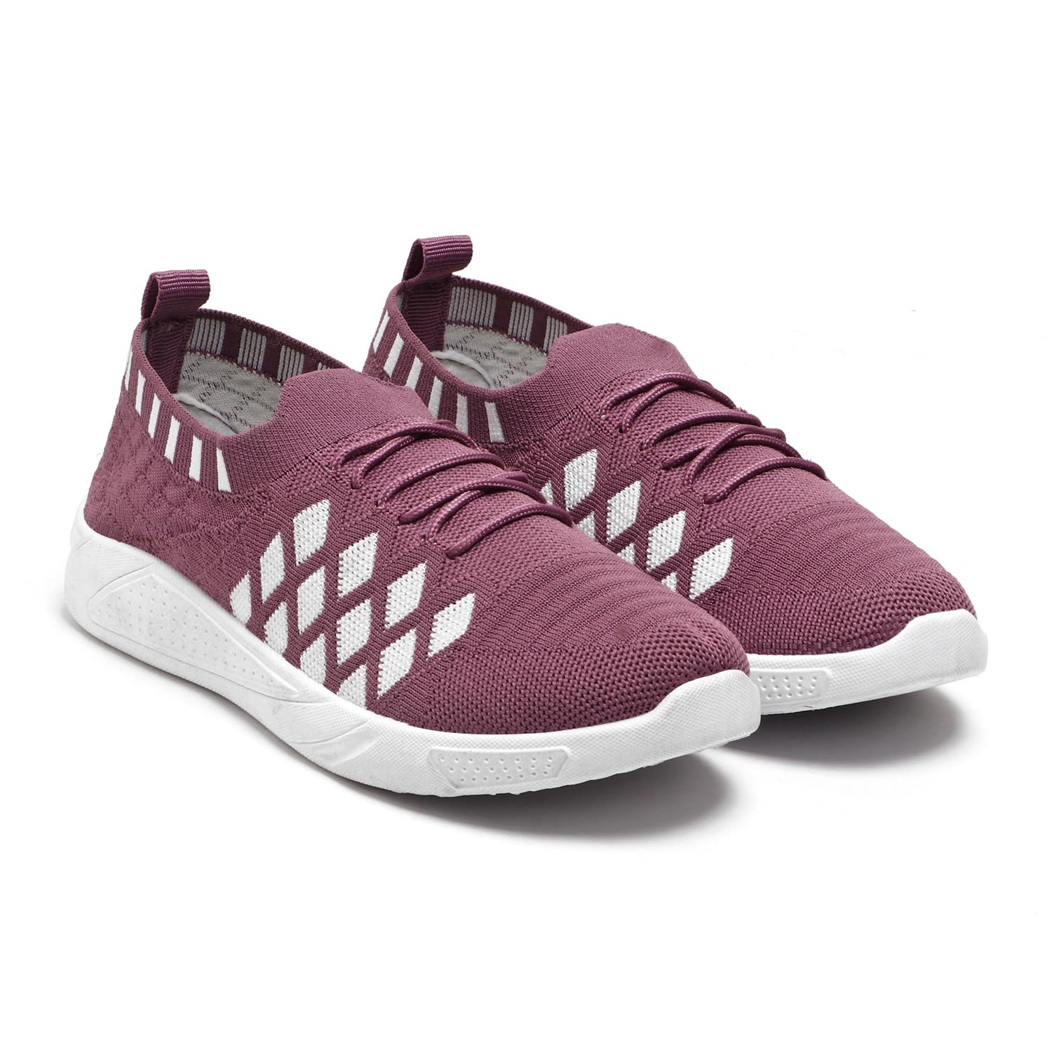 Knitted Walking Shoes with Diamond Pattern, Slip-on Style, Available in Navy Blue, Pink, Pista Green (FLY-05)-image-32