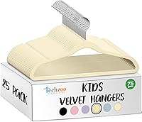 Vista 16 de 50 perchas de terciopelo premium para niños - 14.0 pulgadas, antideslizantes para niños y preadolescentes - Perchas ultra delgadas, que ahorran