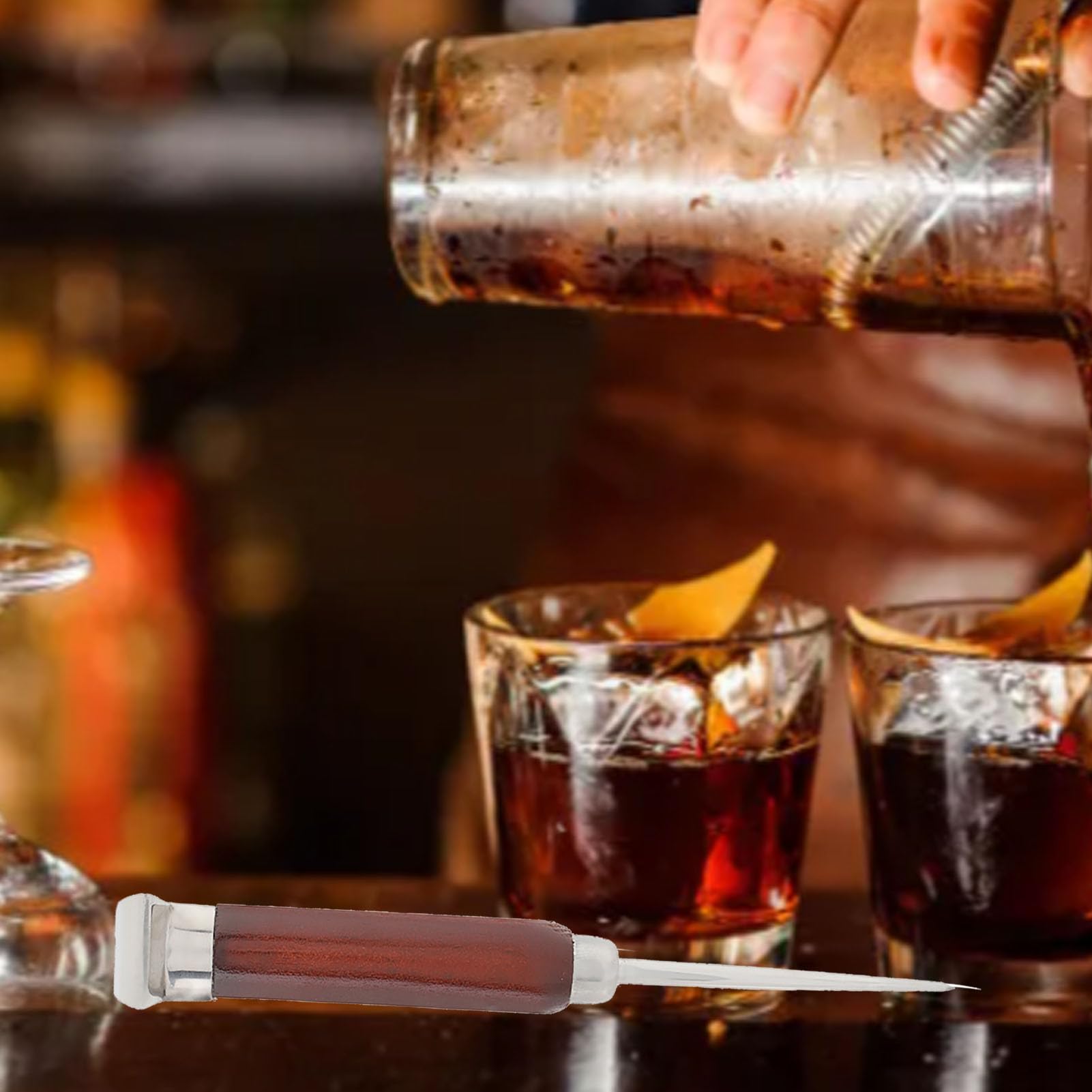 HAOHIZE Stainless Steel Ice Pick, 6.7 Ice Pick Tool with Non Slip Wooden Handle, Ice Pick for Breaking Ice, Pick for Kitchen pubs Camping