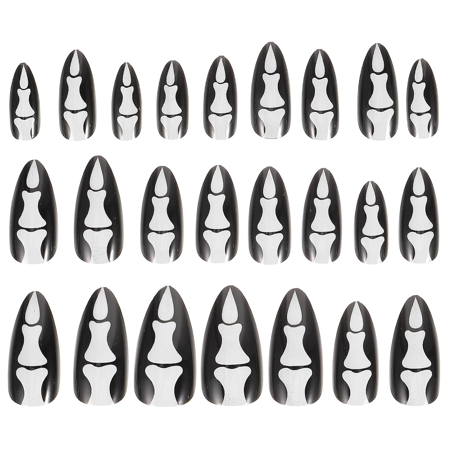Ipetboom 24pcs Resin Glue on Nails for Women Easy to Apply Gothic Fake Nails DIY Manicure Decorations for Halloween