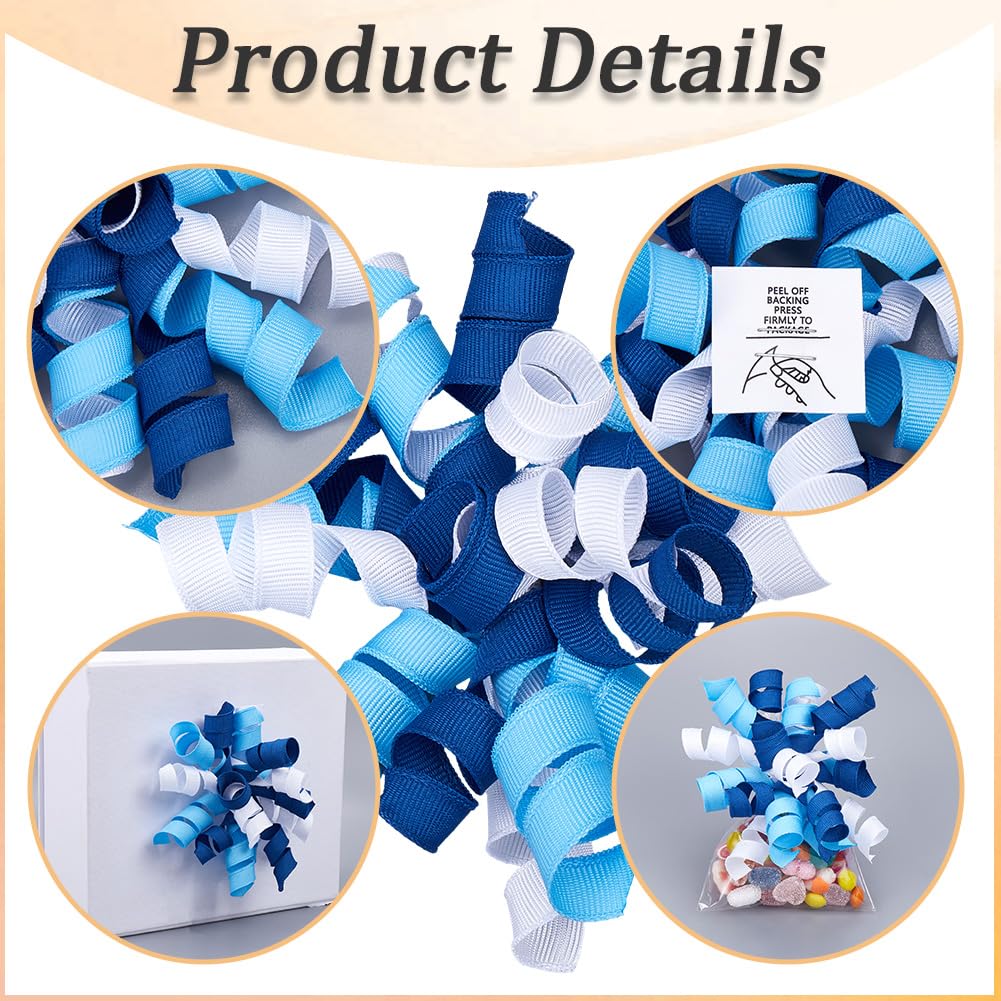 Geschenkschleifen, lockig, 10,2 cm, Polyester, königsblau, selbstklebend, zum Verpacken von Geschenken, Taschen, Geburtstag, Hochzeit, Weihnachten, 8 Stück