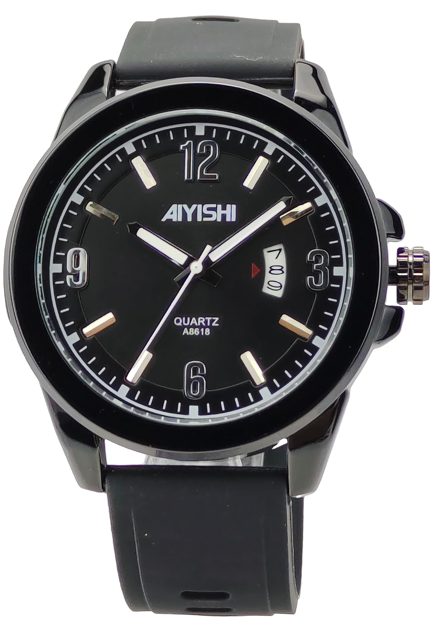 Watches for Mens,Calendar Silicone Band Watch Black