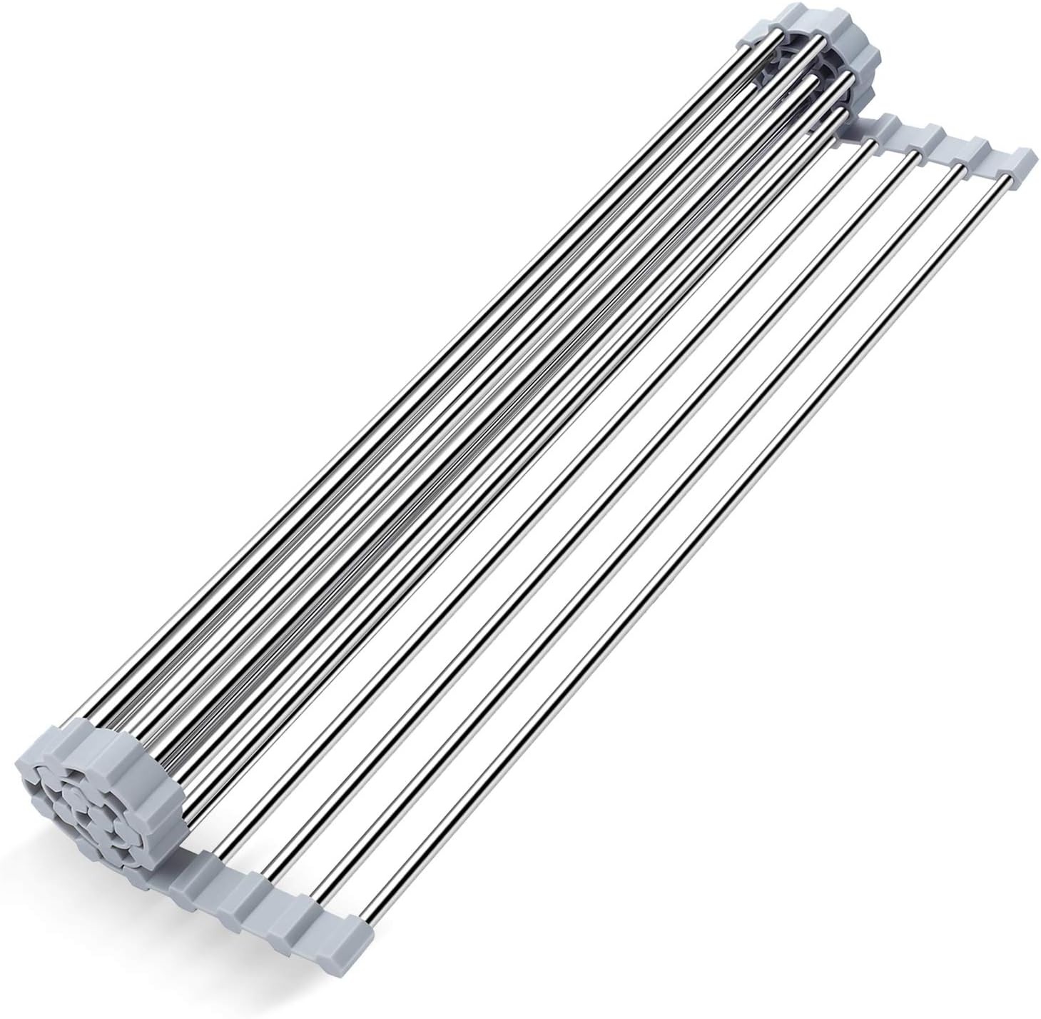 Dullrout 20.5" x 16" Extra Large Over The Sink Roll up Dish Drying Rack, Rolling up Sink Dish Racks Multipurpose 304 Stainless Steel Sink Kitchen Sink Drainer Drying Rack for Cups Fruits Vegetables