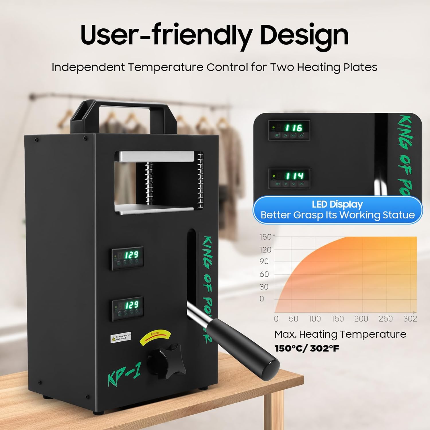 4-Ton Hydraulic Heat Press Machine 300W, Manual High Pressure Jack Press w/4.5"x4.7" Dual Heated Plates & LED Display, Heavy Duty Hot Stamping Machine for Printing Heat Transfer Equipment