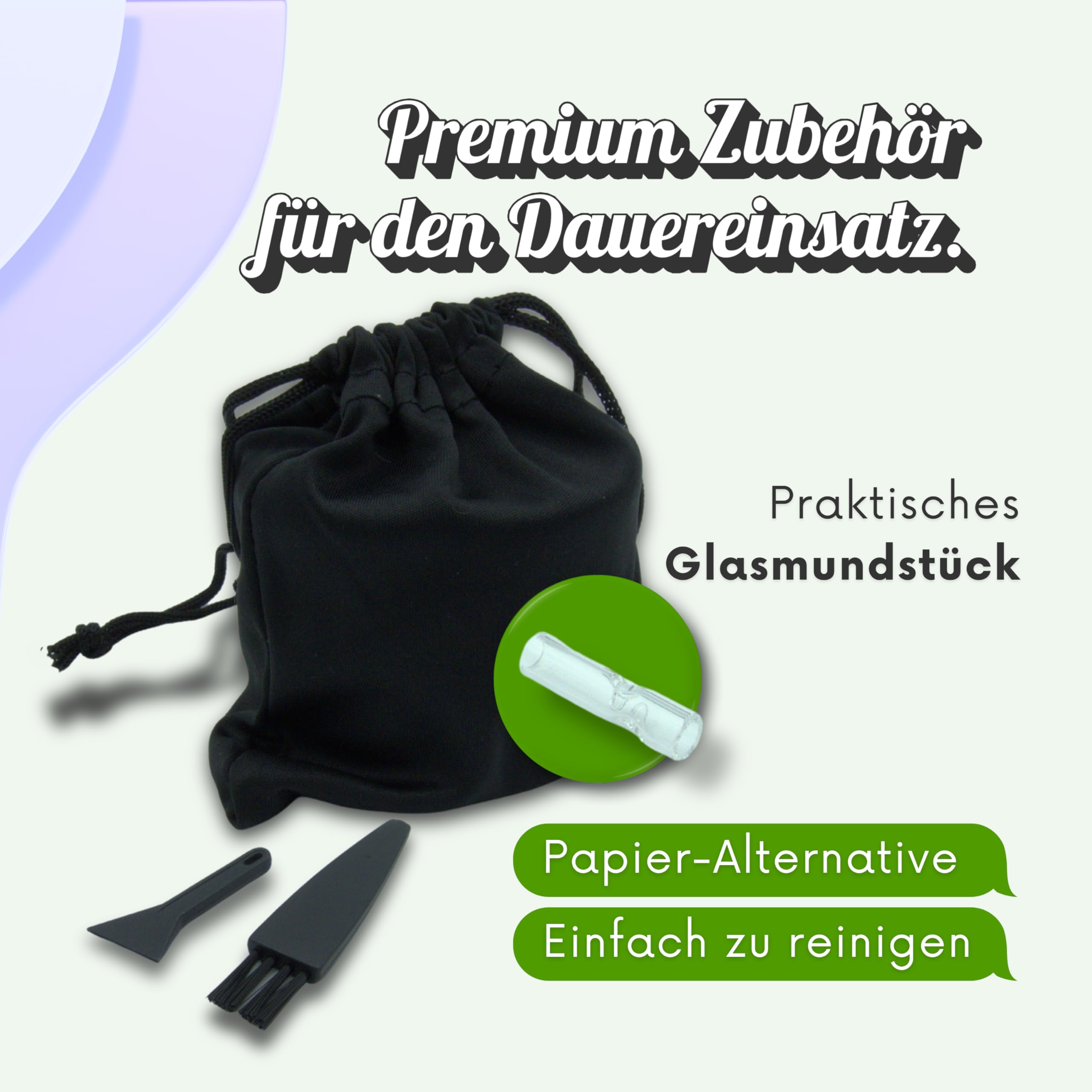 Green Genie - Premium Keramik Grinder - Lila - ⌀63mm groß - Keramik beschichtet - inkl. Glasmundstück, Pinsel. Pollenschaber und hochwertiger Tragetasche