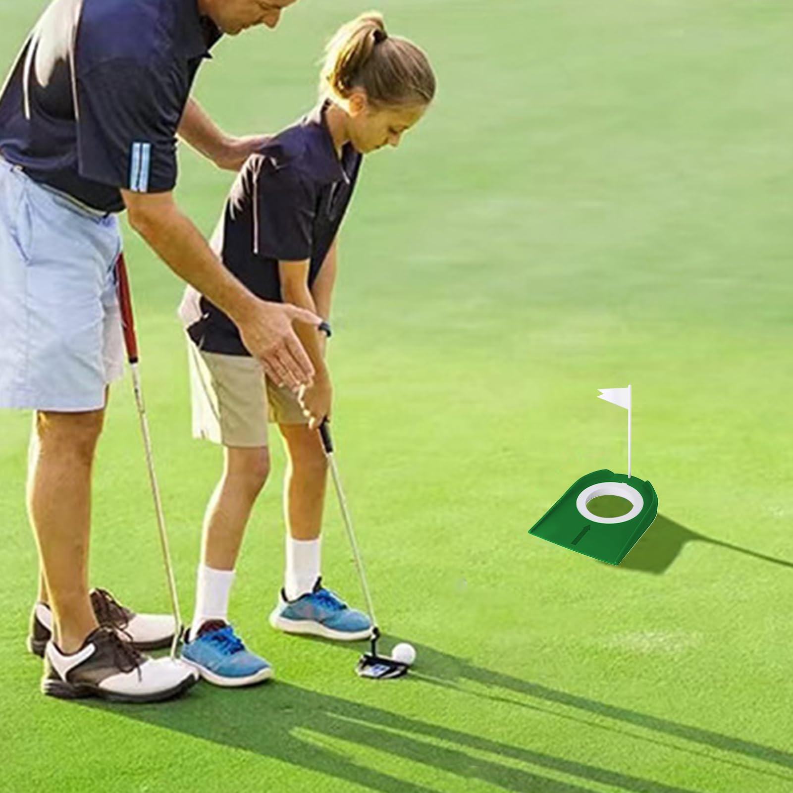 2 copas de putt de golf - 6,81 x 5,24 pulgadas herramienta para putter perr campo práctica, agujero perr putt de golf con bandera | Gulf Puttings Skills Training Aid con bandera verde interior y