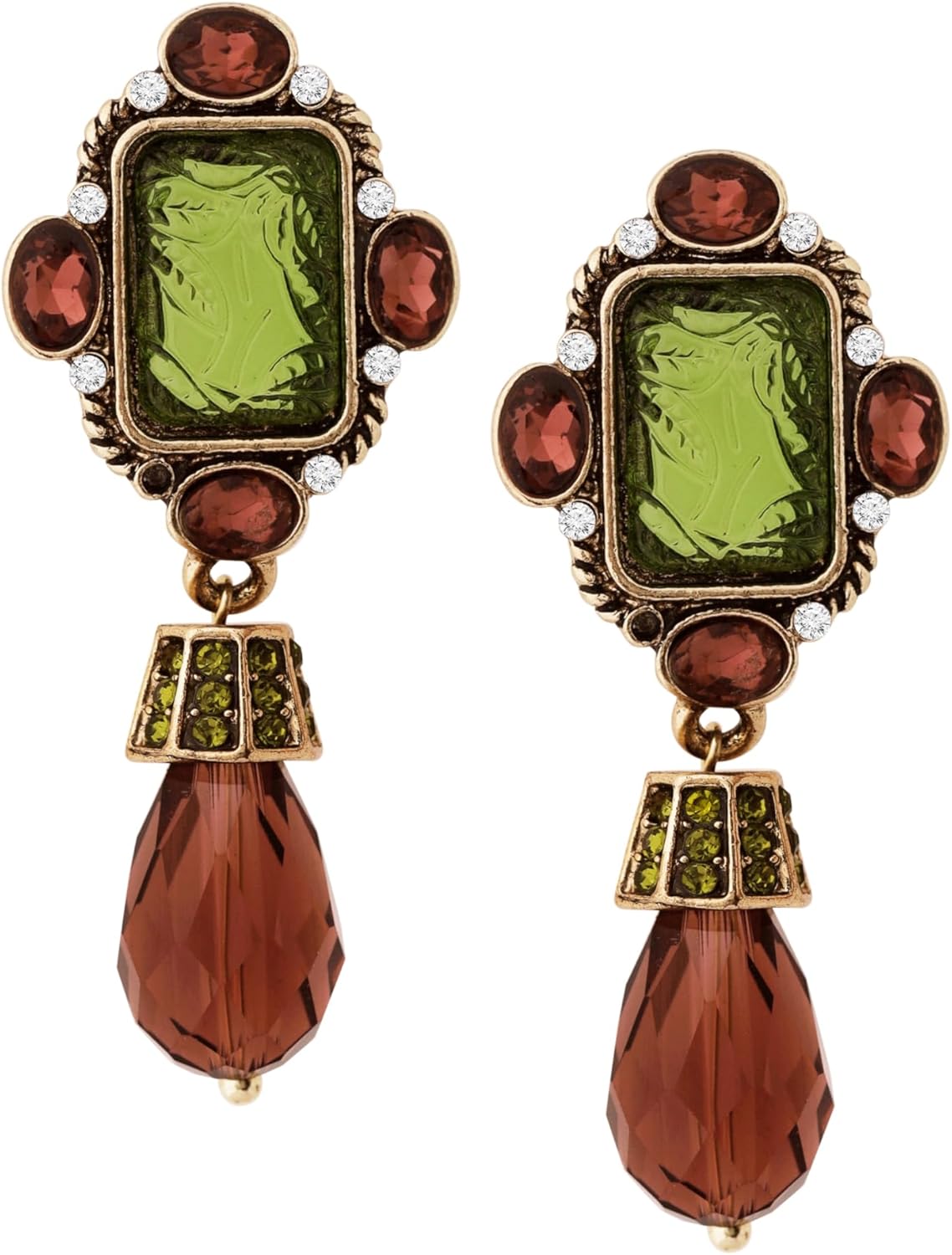 OJERRY Byzantine Baroque Medieval Victorian Statement Irregular Green Brown Pendant Dangle Earrings Costume Jewelry Accessories Outfit Romantic Cool Gifts for Her Women Dangling in Their 30s