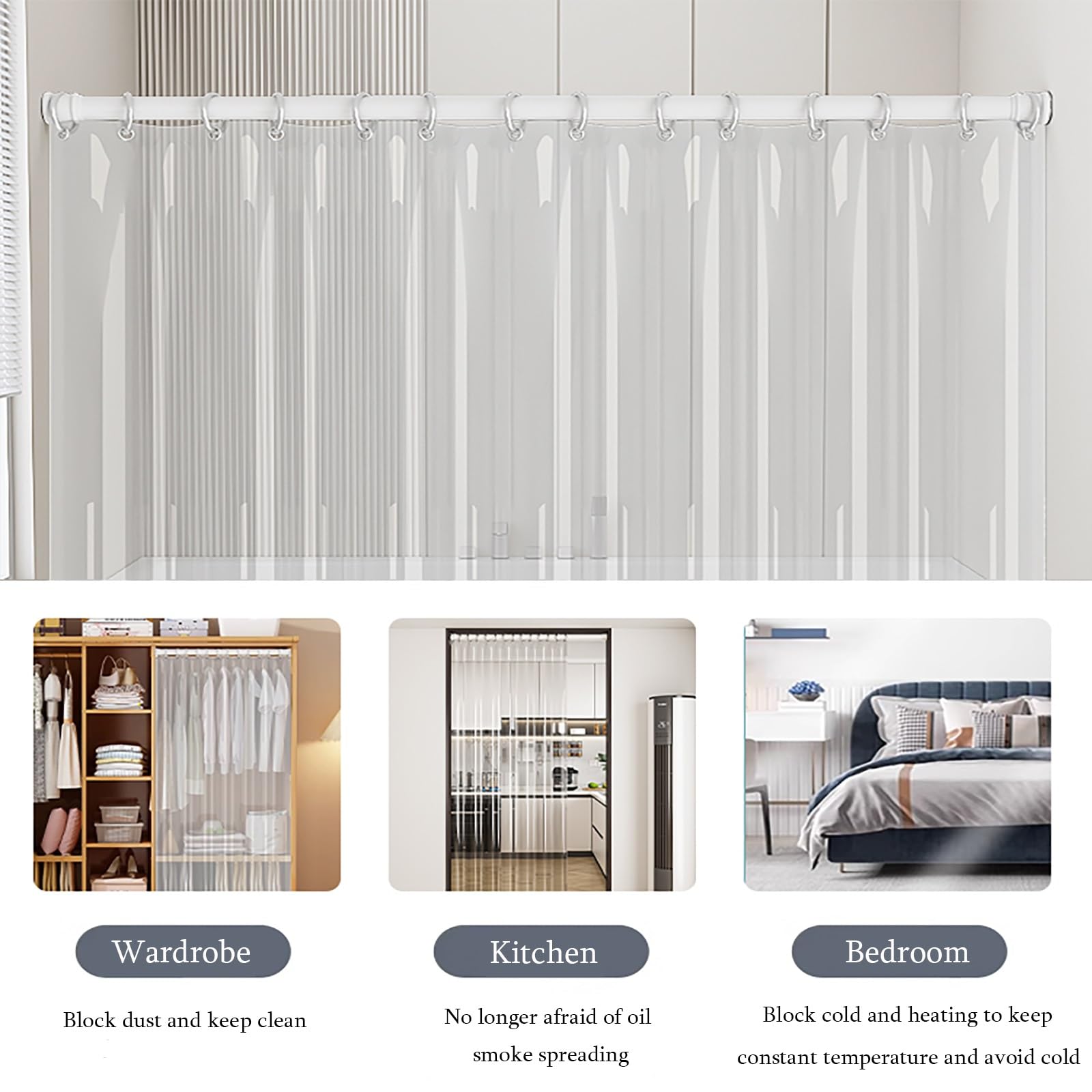 Tapparella Avvolgibile Plastica in PVC Impermeabile, Tenda a Rullo Trasparente, Tende Avvolgibili Antipioggia per Balcone, per Cucina Bagno Finestra Ufficio(140 x 220 cm)